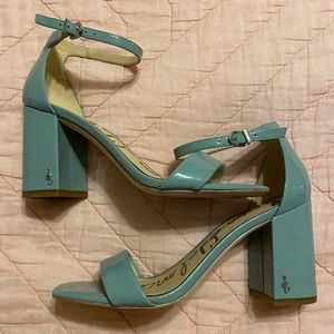 Sam Edelman Daniela Block Heel Sandal in Light Sage patent